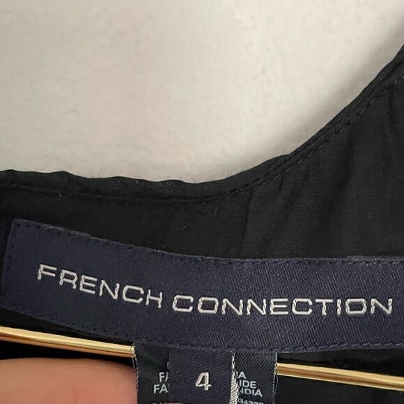 French Connection Candy Stripe Fril Sleeve Dress in Black - Picture 5 of 9